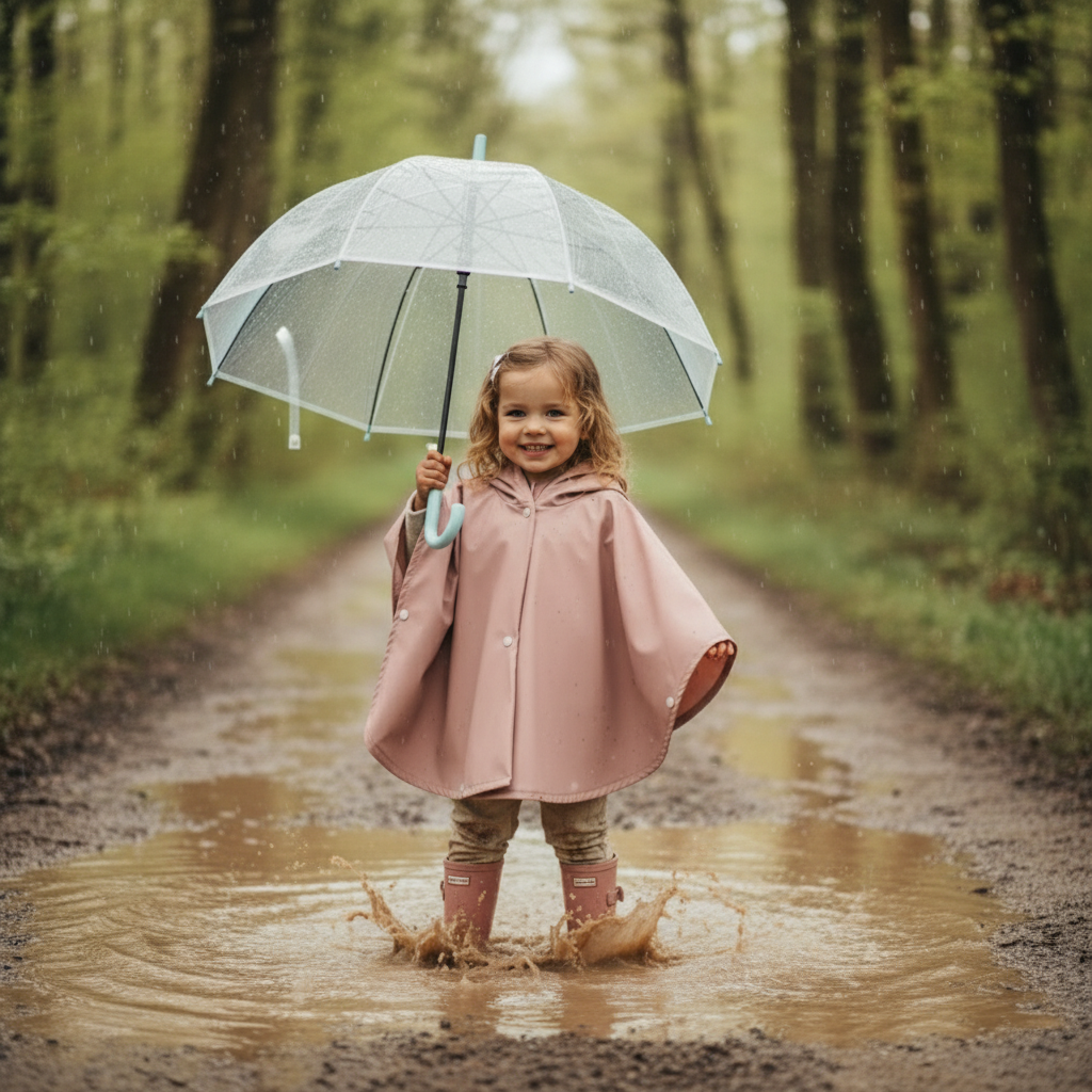 Poncho impermeable para la lluvia salmón