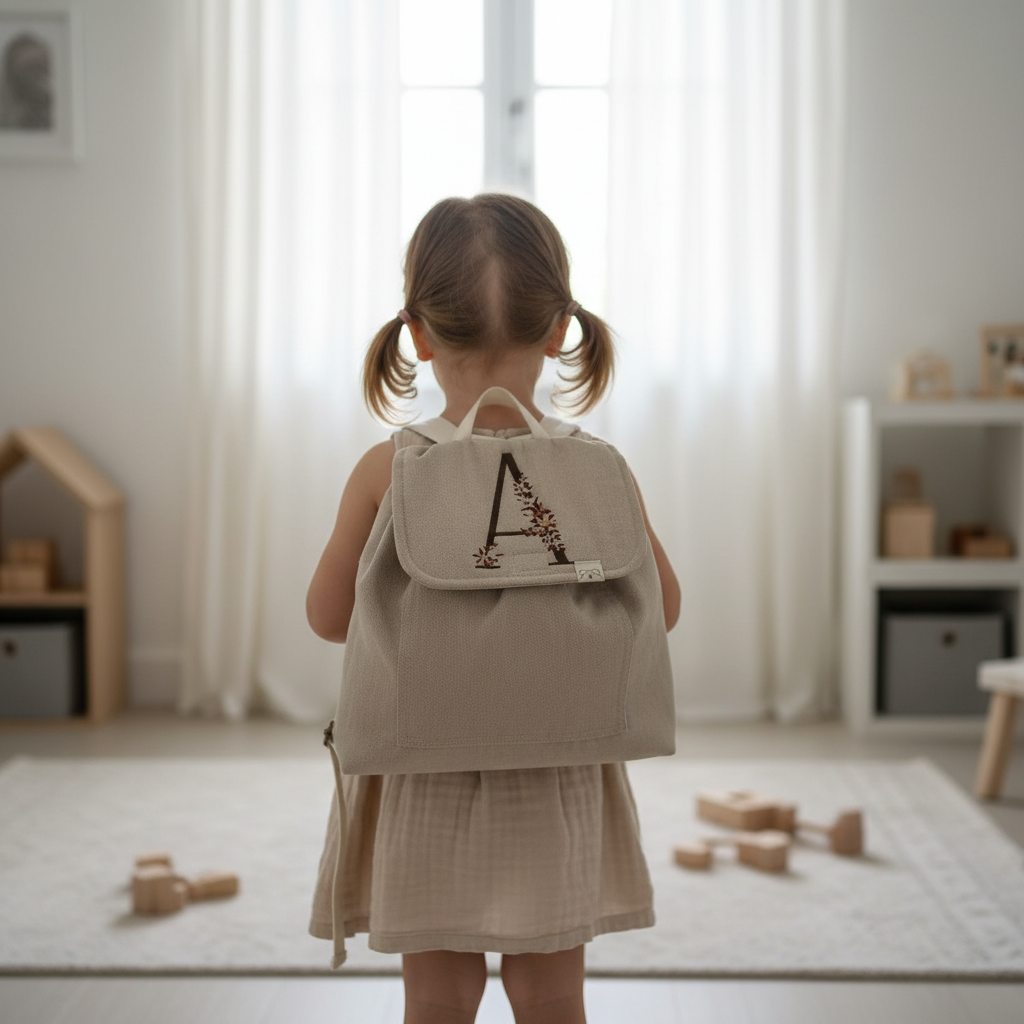 Mochila NATURE bordado letra personalizada