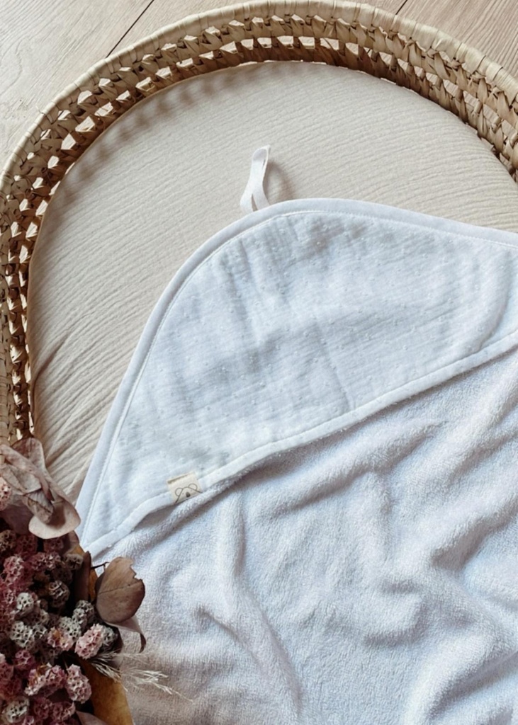 Capa de baño de rizo de bambú Plumeti Blanco