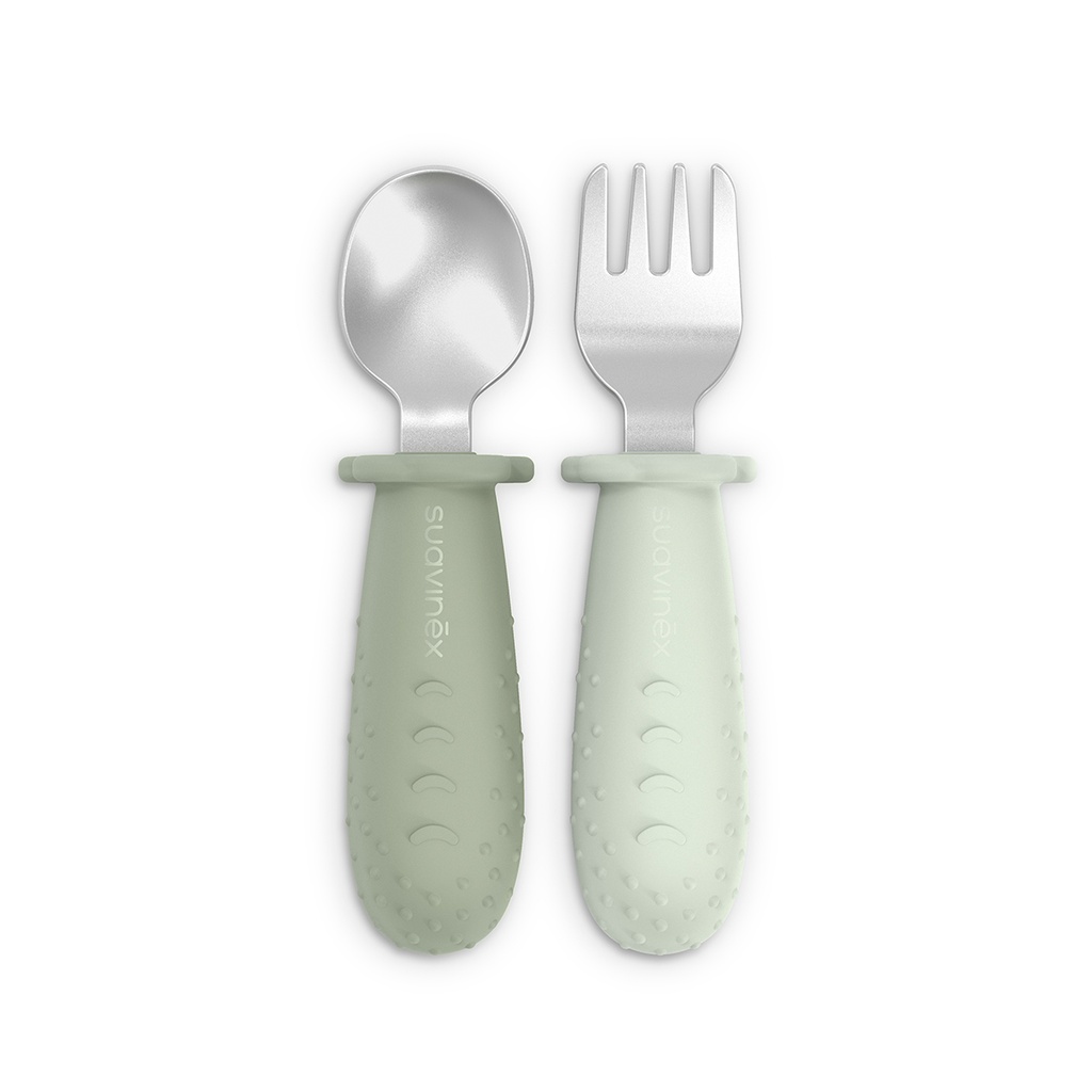 Set 2 cubiertos silicona Suavinex Verde