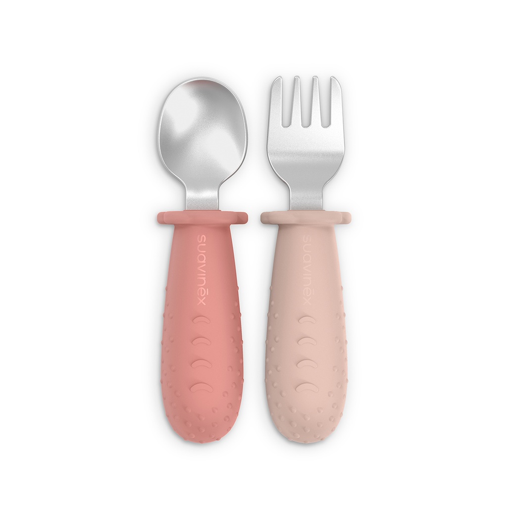 Set 2 cubiertos silicona Suavinex Rosa