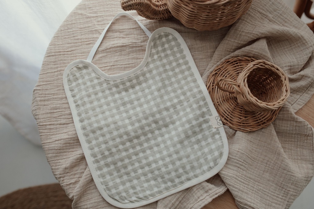 Babero con goma para BLW Vichy Verde