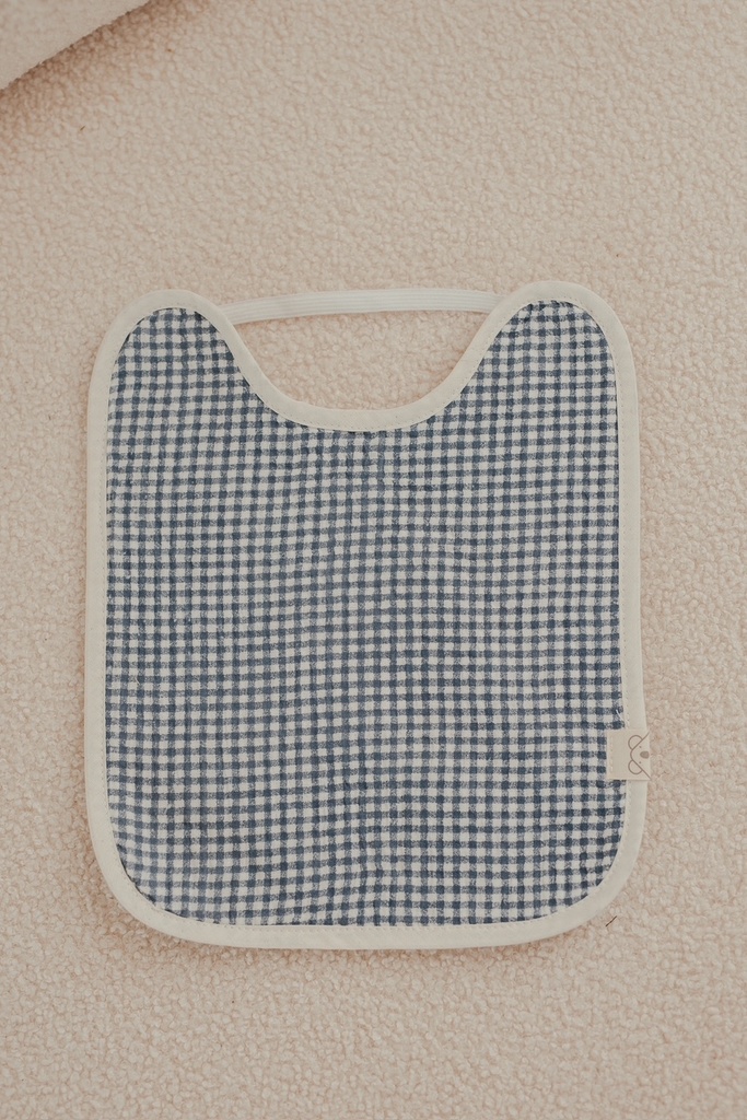 Babero con goma para BLW vichy azul