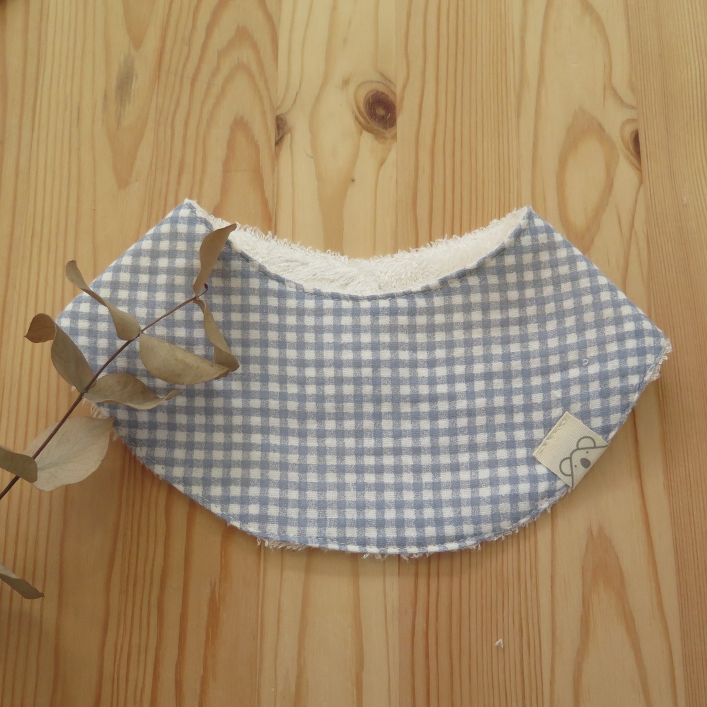 Bandana de rizo de bambú vichy azul