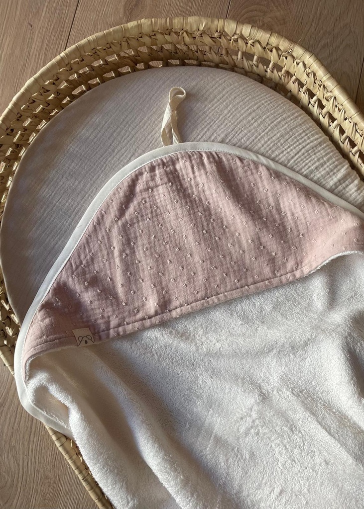 Capa de baño rizo bambú 100x100 plumeti rosa