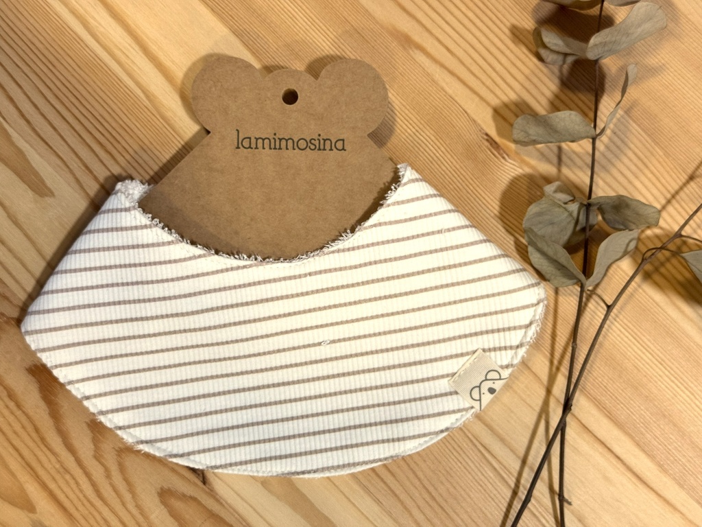 Bandana de rizo de bambú rayas beige