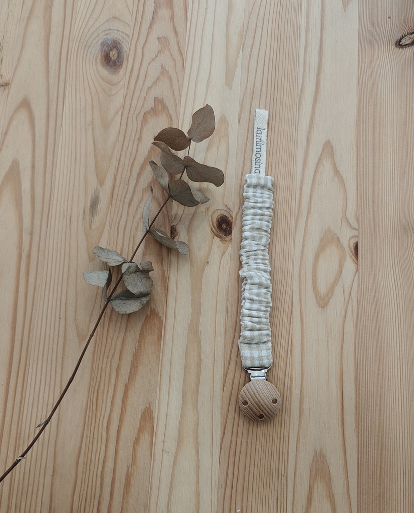 Sujeta chupetes Vichy Beige - Rizado