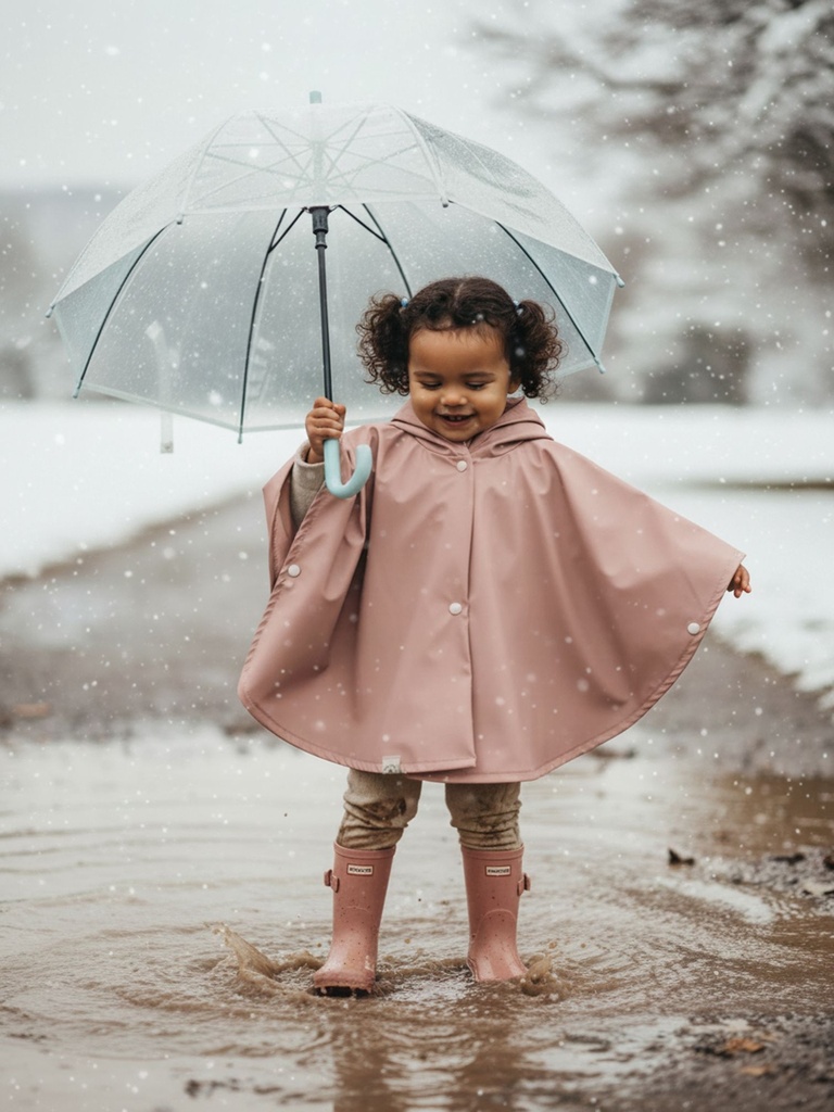 Poncho impermeable para la lluvia salmón