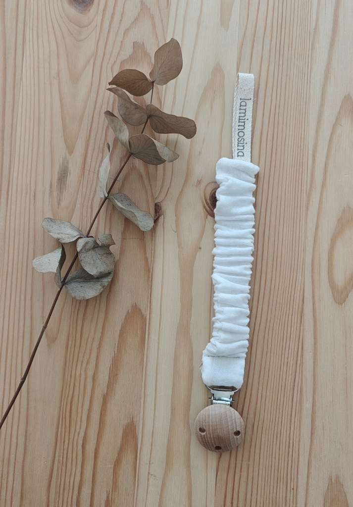 Sujeta chupetes Blanco- Rizado