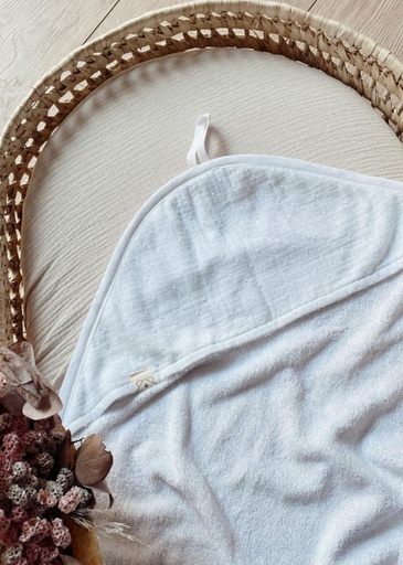 [13BS2901] Capa de baño de rizo de bambú Plumeti Blanco