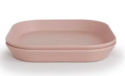 2 Platos Mushie Square Blush