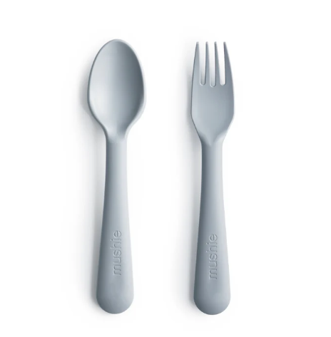 Pack tenedor y cuchara solid Cloud Mushie