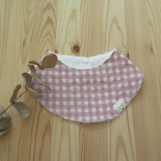 [20BS3203] Bandana de rizo de bambú Vichy Rosa
