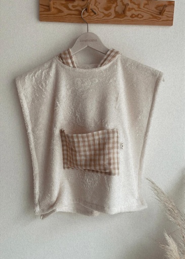 [15BS3209] Poncho de baño algodón Vichy Reversible S