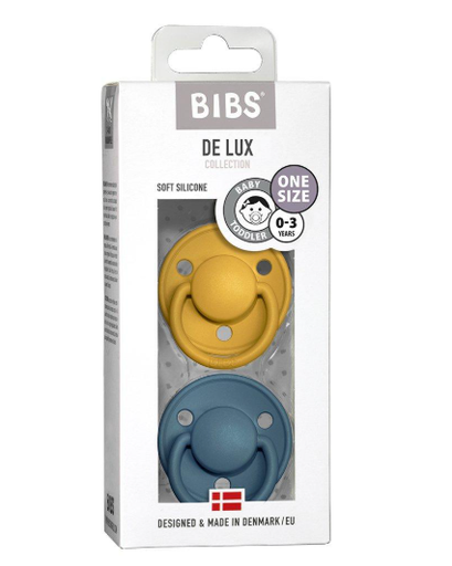 [150213] 2 Chupetes De Lux Mustard/Petrol - BIBS