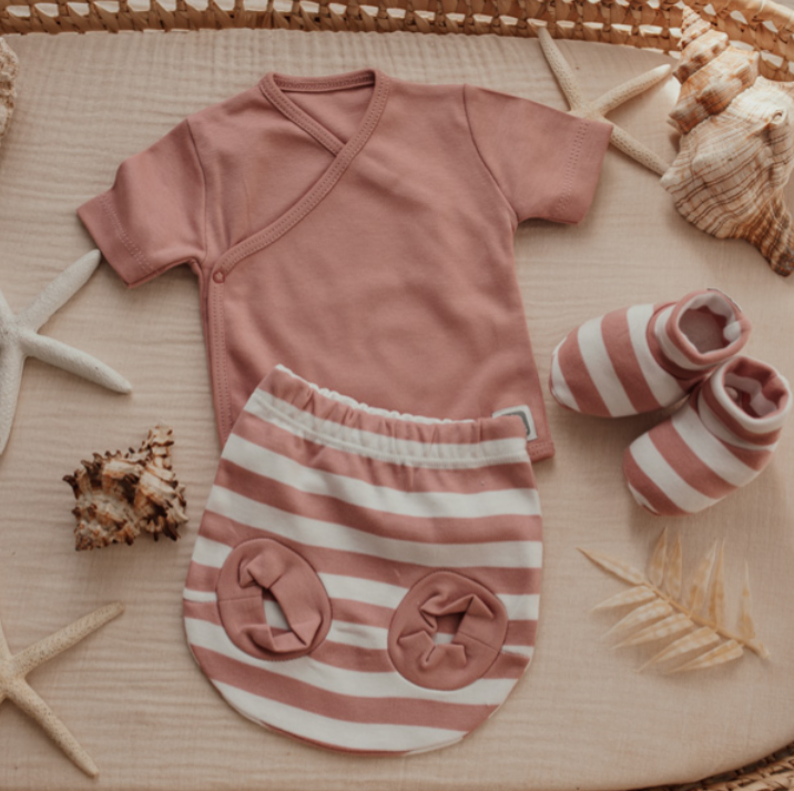 Conjunto manga corta Rayas Rosa - Minutus