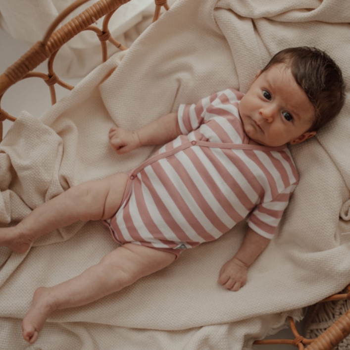 Body manga corta Rayas Rosa - Minutus