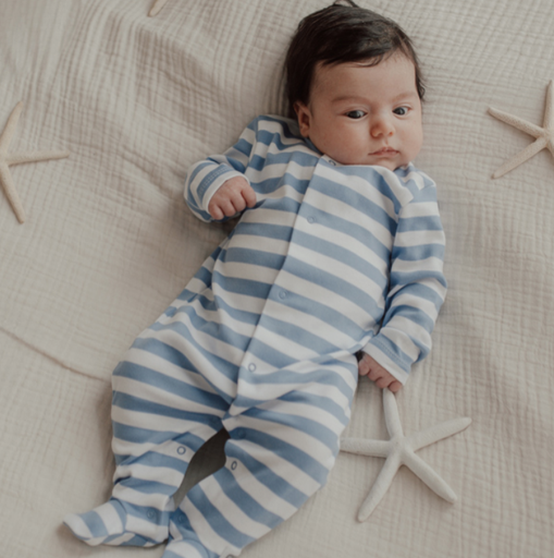 Pijama largo Rayas Celeste - Minutus