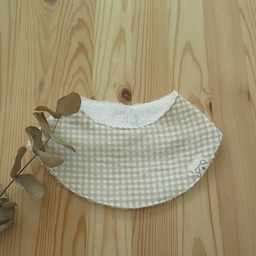 [20BS3204] Bandana de rizo de bambú Vichy Beige