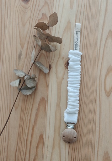 [25BS0101] Sujeta chupetes Blanco- Rizado